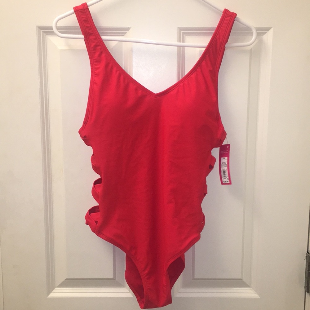 red swimsuit